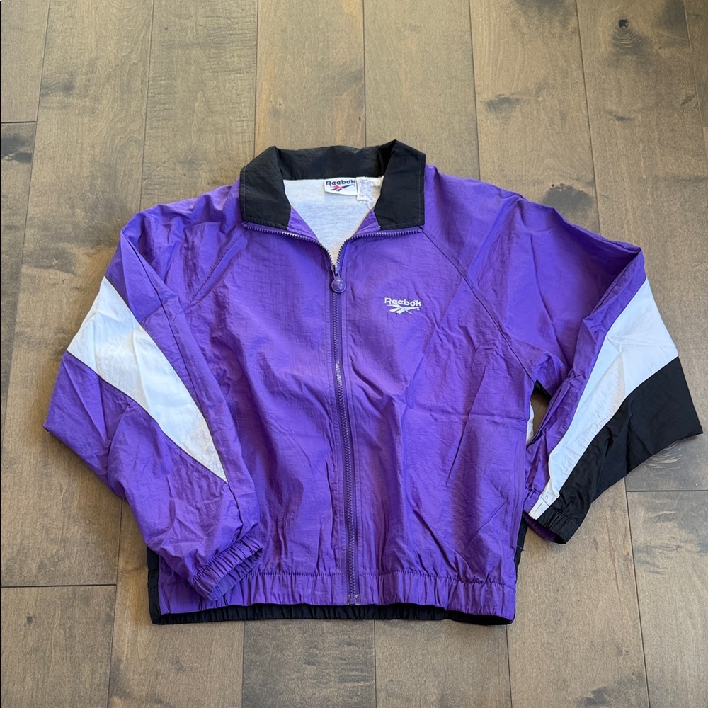 Vintage Reebok Color Block Zip Up Windbreaker Jacket Small Embroidered Logo